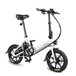 Gfone Bicicletas eléctrica Gfone Bicicleta Elctrica Plegable de 14 Pulgadas, E Bike con Motor Trasero de 36V 250W, 25 KM / H, Frenos de Disco Mecnicos, Ebike para Adulto, Blanco Negro (Almacn de la UE)