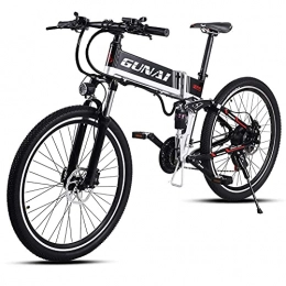 GUNAI Bicicleta GUNAI Bicicleta de Montaña Eléctrica Plegable, Bicicleta Eléctrica de Conmutación de 26 Pulgadas con Motor de 500W, Batería de 48V 12.8AH, Engranajes de Transmisión de 21 Velocidades
