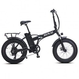 GUNAI Bicicleta GUNAI Bicicleta eléctrica 20 Pulgadas Freno de Disco Bicicleta de montaña Plegable con batería de Litio de 48V 15AH (Negro)