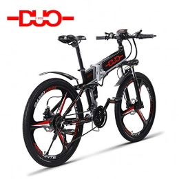 GUNAI Bicicleta Eléctrica Plegable Bicicleta de Montaña de 21 Pulgadas, Sistema de Transmisión de 21 Velocidades, Batería de Litio Desmontable 350W 48V