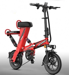 GUOJIN Bicicleta GUOJIN Bicicleta Elctrica Plegable 12 Pulgadas E-Bike 120KM Range Power Assist Bicicleta Elctrica Ciclomotor E-Bike 25AH Bicicleta Elctrica para Adultos Y Viajeros, Rojo