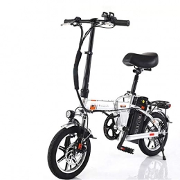 GUOJIN Bicicletas eléctrica GUOJIN Bicicleta Electrica Plegables Bicicleta de Aleación de Aluminio de 240 W, Batería Extraíble de Iones de Litio de 48V10ah, Manillar y Sillin Confort Ajustables, Blanco