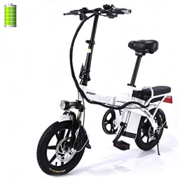 GUOJIN Bicicletas eléctrica GUOJIN Bicicleta Eléctrica Plegable, Bicicleta De Aleación de Aluminio De 350 W, Bicicleta Eléctrica 48V 12AH Batería Neumáticos de 14 Pulgadas 3 Modos De Conducción, Blanco