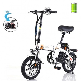 GUOJIN Bicicletas eléctrica GUOJIN Bicicleta eléctrica Plegable de montaña, Bicicleta de aleación de Aluminio de 240 W, batería extraíble de Iones de Litio de 48V / 15Ah, Rango de 50-80 Km, hasta 25 Km / h, Blanco
