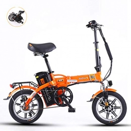 GUOJIN Bicicleta GUOJIN Bicicleta Eléctrica Plegable de Montaña, Bicicleta de Aleación de Aluminio de 240 W, Batería Extraíble de Iones de Litio de 48V10ah, Velocidad Máxima 25 Km / H, 50Km Range, Naranja