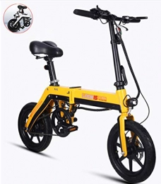 GUOJIN Bicicleta GUOJIN Bicicleta Eléctrica Plegable de Montaña, Bicicleta de Aleación de Aluminio de 250 W, Batería Extraíble de Iones De Litio de 36V 8.0Ah, para Adultos y Viajeros, Amarillo