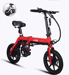 GUOJIN Bicicleta GUOJIN Bicicleta Eléctrica Plegable de Montaña, Bicicleta de Aleación de Aluminio de 250 W, Batería Extraíble de Iones De Litio de 36V 8.0Ah, para Adultos y Viajeros, Rojo