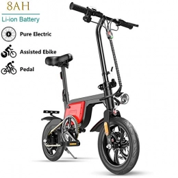 GUOJIN Bicicletas eléctrica GUOJIN Bicicleta Eléctrica Plegable E-Bike con Motor De 250W Velocidad Máxima 25KM / H Bicicleta Eléctrica 8.0AH Batería Neumáticos De 12", 3 Modos De Conducción, Rojo