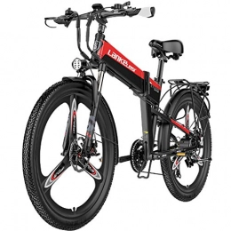 HAOYF Bicicleta HAOYF Bicicleta De Montaa Elctrica, 400W 26 '' Bicicleta Elctrica Profesional Plegable con Batera Extrable De 48V 10Ah De Iones De Litio, 21 Shifter E-Bike para Adultos, Rojo