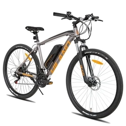 ROCKSHARK Bicicletas eléctrica Hiland Bicicleta de Montaña Eléctrica de 26 Pulgadas para Hombre y Mujer E-MTB con Shimano de 21 Marchas y Freno de Disco E-Bike con Horquilla de Suspensión, Color Gris…