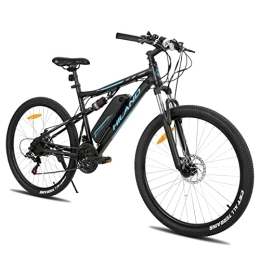 ivil Bicicletas eléctrica Hiland - Bicicleta eléctrica de 27, 5 pulgadas, para hombre y mujer, con suspensión completa, motor de 250 W, batería de litio de 36 V, 10, 4 Ah, 21 velocidades, suspensión completa, color negro
