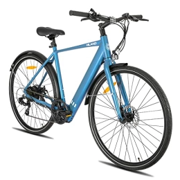 ROCKSHARK Bicicleta HILAND Bicicleta eléctrica de 28 pulgadas, bicicleta de trekking, bicicleta urbana, 250 W, motor Shimano de 7 velocidades, batería de 36 V para jóvenes, niñas, jóvenes, hombres, mujeres, azul