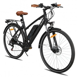 STITCH Bicicletas eléctrica Hiland Bicicleta Eléctrica de Ciudad 28 Pulgadas con Cambio Shimano 7 Velocidades Bicicleta de Trekking Motor de 250 W E-Bike Blanco Batería de Iones de Litio 36 V 10, 4 Ah 25 km / h para Hombre y Mujer
