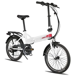 ROCKSHARK Bicicleta HILAND Bicicleta Eléctrica Plegable de 20 Pulgadas para Mujer y Hombre, Bicicleta Plegable Cambio Shimano de 7 Velocidades con Motor BAFANG de 250 W y Batería de Litio de 36 V, Blanco…