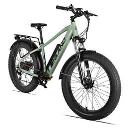 HH HILAND Bicicletas eléctrica HILAND Fat Tire - Bicicleta eléctrica de 26 pulgadas con motor potente para adultos, batería desmontable de 48 V, con 7 marchas, freno de disco, horquilla y suspensión