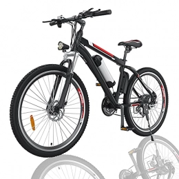 Hiriyt Bicicleta Hiriyt 26" Bicicleta eléctrica de montaña, 250W, Batería 36V E-Bike Sistema de Transmisión de 21 Velocidades con Linterna con Batería de Litio Desmontable con Tres Modos de Trabajo (26" Black)