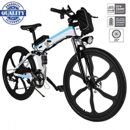 Hiriyt Bicicleta Hiriyt 26" Bicicleta eléctrica de montaña, 250W, Batería 36V E-Bike Sistema de Transmisión de 21 Velocidades con Linterna con Batería de Litio Desmontable con Tres Modos de Trabajo (26" White_1)