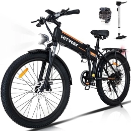 HITWAY  HITWAY Bicicleta eléctrica, 26 * 3.0 Neumáticos E Bike con Motor de 250 W, Electric Bike Plegable con batería extraíble de 36 V 12AH, City Commuter, Bicicleta de montaña Shimano de 7 velocidades