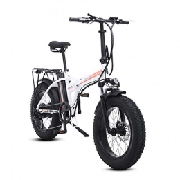 HLEZ Bicicleta Eléctrica de Montaña, 20 Pulgadas Plegable Fat Tire Bicicleta Batería 48V 15Ah y 500 W con el Kit de Motor Trasero Unisex Adulto 7 Velocidades E-Bike,Blanco,UK