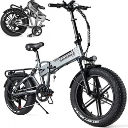HPDOM Bicicletas eléctrica HPDOM Mountain Bicicletas eléctricas, 20 Pulgadas neumático 500 W Bicicletas eléctricas Plegables Ebike con 48 V 10 Ah extraíble batería de Iones de Litio para Adultos, Silver