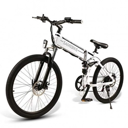 HSART Bicicletas eléctrica HSART Bicicleta Elctrica de Montaa Ebike de 26 '' para Adultos Batera Litio 350W 48V 10Ah Suspensin Completa Premium y Engranajes de 21 Velocidades(Blanca)