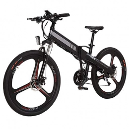 HSTD Bicicleta elctrica - Bicicleta elctrica de montaña, Batera de Iones de Litio Extrable 48V/10Ah, Motor 400W, Distancia hasta 70km, 27 velocidades Plegable Bicicleta Black