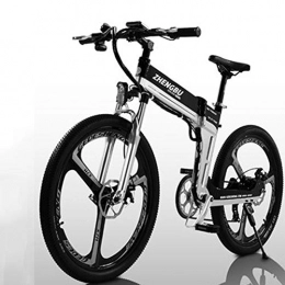 Hxl Bicicleta elctrica Plegable Hombres Mountain Ebike 7 Velocidades 26 Pulgadas Fat Tire Ebike Batera de Litio extrable Pedales de Bicicleta de Carretera Bicicleta de Nieve,Negro