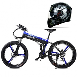 Hxl Bicicletas eléctrica Hxl Bicicleta electrica Bicicleta de montaña eléctrica de 26 '' Frenos de Disco y Horquilla de suspensión Batería de Iones de Litio de Gran Capacidad (48v 250w) Bicicleta portátil Plegable, Azul
