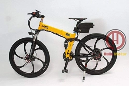 HYLH Bicicleta HYLH 48V 500W Rueda Integral de aleacin de magnesio Ebike Bicicleta elctrica de Marco Plegable Amarillo con Pantalla LCD