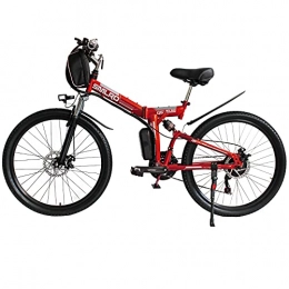 Hyuhome Bicicletas eléctrica Hyuhome Ebikes para Adultos, Bicicleta Plegable eléctrica MTB Dirtbike, 26" diseño Impermeable 48V 10Ah 350W IP54, fácil Almacenamiento Plegables Bicicletas eléctricas para Hombres, Rojo