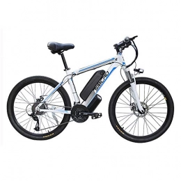 Hyuhome Bicicleta Hyuhome Las Bicicletas eléctricas para Adultos, IP54 Impermeable 500 / 1000W Ebike de aleación Aluminio Bicicletas 48V 13Ah Iones Litio Bicicletas montaña / batería / conmuta Ebike, White Blue, 1000W