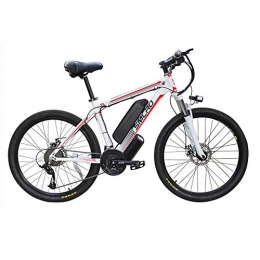 Hyuhome Bicicleta Hyuhome Las Bicicletas eléctricas para Adultos, IP54 Impermeable 500 / 1000W Ebike de aleación Aluminio Bicicletas 48V 13Ah Iones Litio Bicicletas montaña / batería / conmuta Ebike, White Red, 1000W