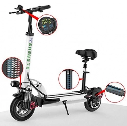 JAEJLQY Bicicletas eléctrica JAEJLQY Bicicleta elctrica Inteligente Bicicleta Plegable Bicicleta elctrica Pedal ciclomotor batera de 400W AH / con Doble Freno de Disco, White+36v, 80to100km