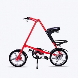 JEANN-roadbike Bicicletas eléctrica JEANN-roadbike Bicicleta portátil para Adultos Plegable, Rueda de 16 Pulgadas Los Frenos de Disco Dobles Son más Seguros de Manejar Adecuado para Viajes Cortos, Red, 16inch