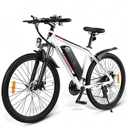 JINGJIN Bicicletas eléctrica JINGJIN Bicicleta eléctrica 26 Pulgadas, Motor sin escobillas de Alta Velocidad de 350 W, Horquilla de suspensión, neumáticos CHAOYANG de 26"* 1, 95", Velocidad 35 km / h, White