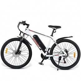 JINGJIN Bicicleta JINGJIN Bicicleta Eléctrica de Montaña de 26", Bicicleta Eléctrica con Batería de Litio de 10Ah 36V y Desviador de Velocidades, con Pantalla LCD, Motor sin escobillas de Alta Velocidad de 350 W, White