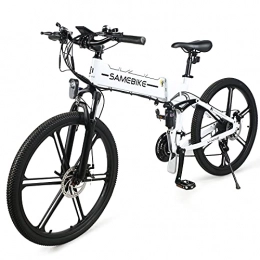 JINGJIN Bicicletas eléctrica JINGJIN Bicicleta Eléctrica E-Bike Plegable, Bicicleta de Ciudad para Bicicleta Eléctrica de 26" para de 500W con batería extraíble de 10Ah, Shimano 21 Speed, Velocidad 35 km / h, White