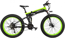 JINHH Bicicletas eléctrica JINHH 27 Velocidad 1000W Bicicleta elctrica Plegable 26 * 4.0 Fat Bike 5 Pas Freno de Disco hidrulico 48V 10Ah Batera de Litio extrable (estndar Verde, 1000W)