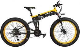 JINHH Bicicletas eléctrica JINHH 27 Velocidad 1000W Bicicleta elctrica Plegable 26 * 4.0 Fat Bike 5 Pas Freno de Disco hidrulico 48V 10Ah Carga de batera de Litio extrable (Amarillo estndar, 1000W)