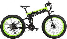 JINHH Bicicleta JINHH 27 Velocidad 1000W Bicicleta eléctrica Plegable 26 * 4.0 Fat Bike 5 Pas Freno de Disco hidráulico 48V 10Ah Batería de Litio extraíble (estándar Verde, 1000W)