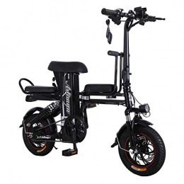 JXH Bicicleta JXH 12 Pulgadas Bicicleta elctrica Plegable con la batera de Litio extrable (48V 350W 25A), Adecuado para el Ciclismo al Aire Libre o en Sus desplazamientos, Negro