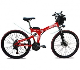JXH Bicicleta JXH 26 Pulgadas De La Batera De Litio Plegable Bicicleta De Montaa Elctrica, Frenos De Disco De Doble Amortiguador para Una Larga Vida, Adecuados para Montar A Caballo Al Aire Libre, Rojo