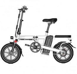 JXH Bicicletas eléctrica JXH 48V elctrica Plegable Bicicleta con el Panel de Instrumentos LCD retroiluminado, Delantero y Trasero de Disco de Freno de Doble Tubo de absorcin de Choque, Velocidad mxima 25 KM / H, White 12ah