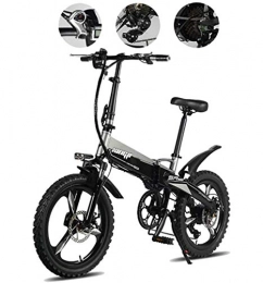 JXH Bicicletas eléctrica JXH Bicicleta elctrica Plegable de 20 Pulgadas con Velocidad 48V extrable de Gran Capacidad de Iones de Litio e Inteligente Anti-Robo, Tres Modos de la Bicicleta para los desplazamientos, Gray 12.5a