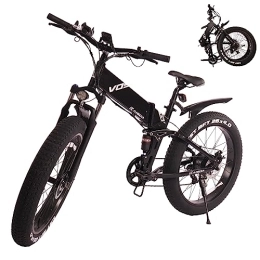 K KAISDA  K3 FATBIKE Bicicleta Eléctrica Plegable de 26 Pulgadas de Neumático Grueso, Bicicleta de Montaña Eléctrica con Batería Extraíble 48V10AH de Shimano 7 Velocidades, con Aortiguador Trasero