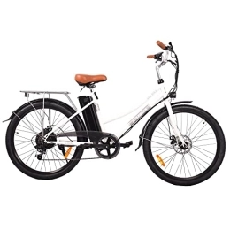 Fafrees Bicicletas eléctrica K6 Bicicleta eléctrica de 26 pulgadas Pedelec E-Citybike con batería de litio de 36 V, 10 Ah, cambio Shimano de 7 marchas, bicicleta eléctrica para hombre y mujer, color blanco