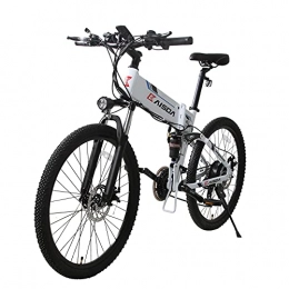 KAISDA Bicicleta KAISDA K1 Bicicleta Eléctrica Plegable de 26 Pulgadas 500W con Batería Extraíble, 48V 10.4 Ah con Faros Superbrillantes, Bicicleta de Montaña Eléctrica Shimano de 21 velocidades con LCD (Blanco)