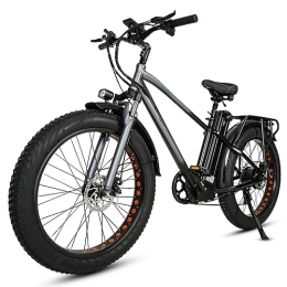 Kinsella Bicicleta Kinsella Cmacewheel KS26, bicicleta eléctrica de neumáticos gruesos de 26 pulgadas está equipada con: batería de litio extraíble de 48 V 21 Ah, neumático ancho CST de 4 x 26 pulgadas. (gris)