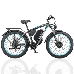 Kinsella Bicicleta Kinsella K800 ATV eléctrico de doble motor, batería Samsung 23AH, neumáticos grandes de 26 pulgadas, motor en cubo de engranajes sin escobillas de 90 Nm, frenos de disco hidráulicos. (Azul Negro)