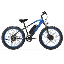Kinsella Bicicleta Kinsella LANKELEISI - Bicicleta de montaña eléctrica todoterreno con doble motor MG740plus (incluye neumáticos 26 x 4, Shimano de 7 velocidades, batería de litio extraíble Samsung 48 V 20 Ah (azul)